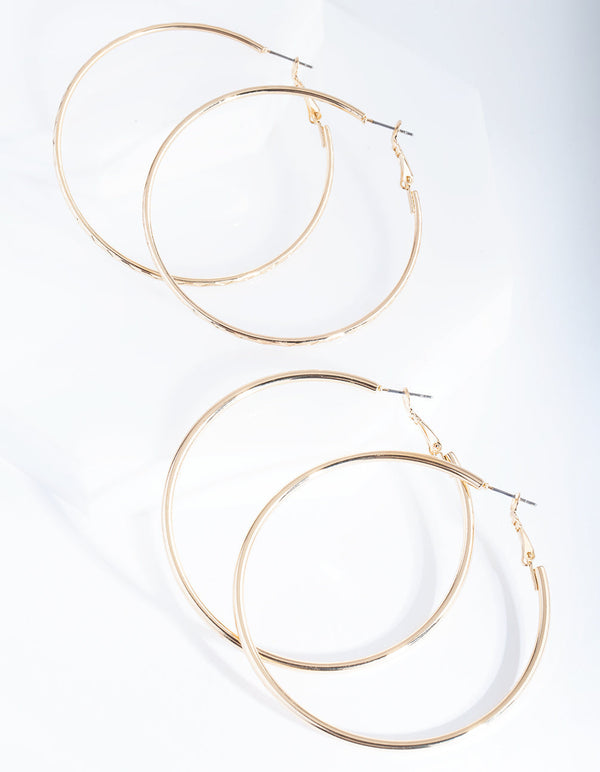 Gold 6 cm Hoop Earring 2 Pack