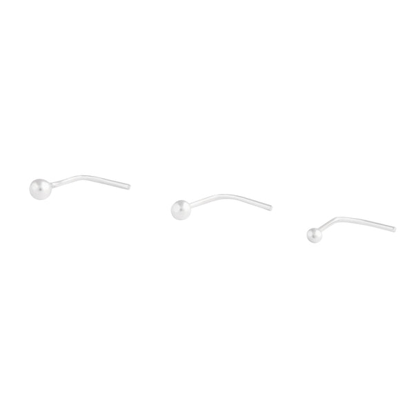 Sterling Silver Bead Nose Stud 3 Pack