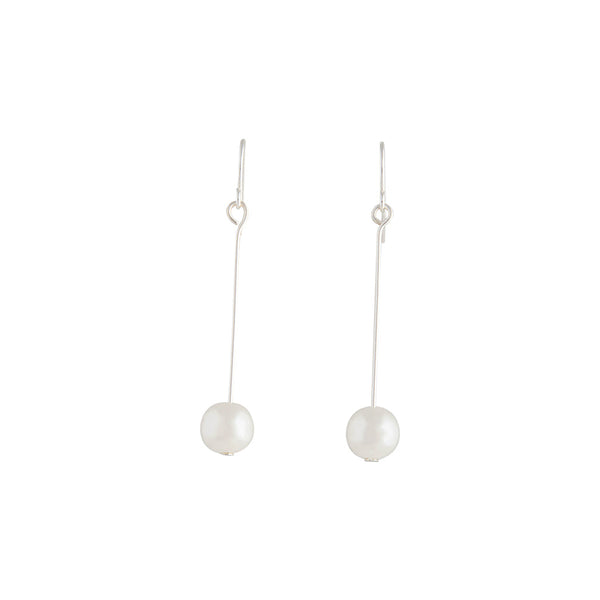 Fine Silver Pin And Pearl Drop Earrings