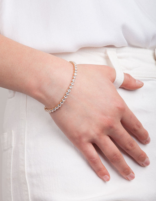 Gold Cubic Zirconia Tennis Bracelet