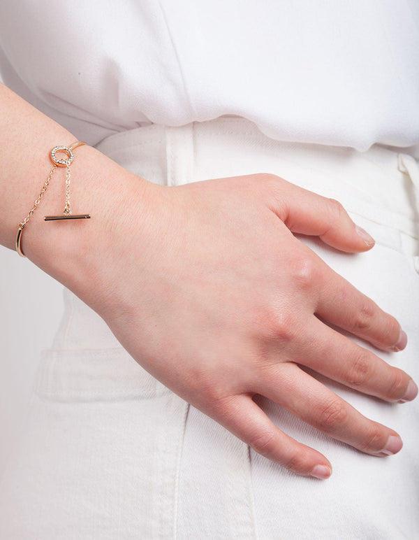 Gold Diamante Link Cuff Bracelet