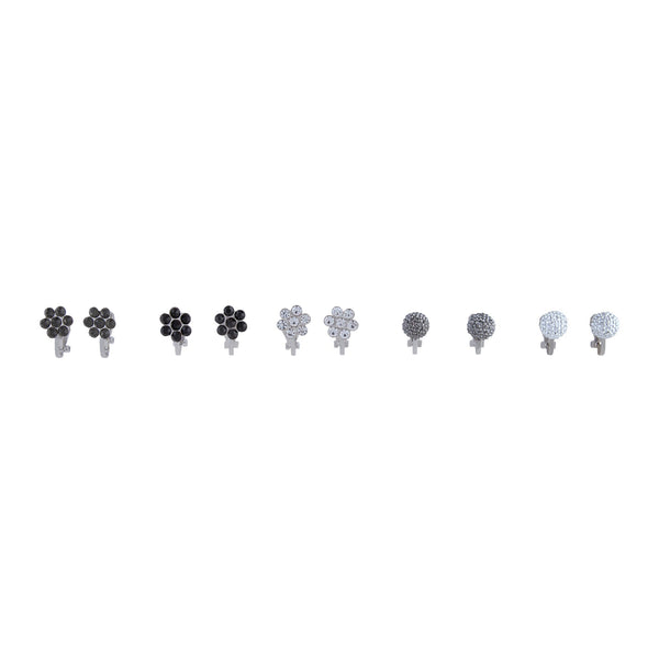 Mixed Metal Fireball Flower Clip On Earring 5 Pack