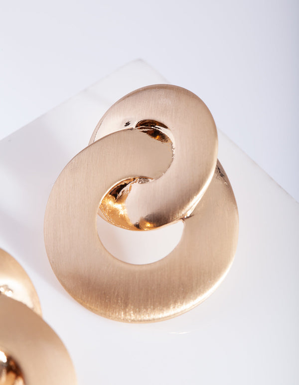 Gold Brushed Linked Drop Earrings