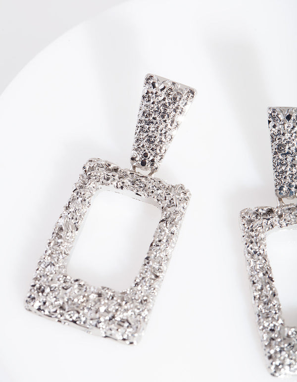 Rhodium Mini Geometric Earrings