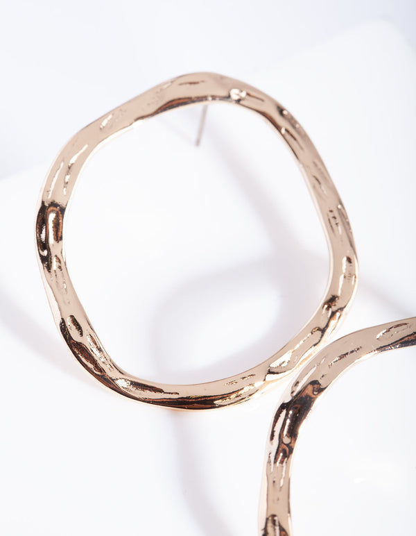 Gold Hammered Circle Stud Earrings