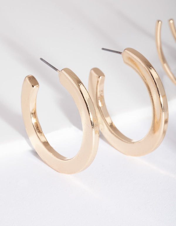Gold Rainbow Diamante Hoop Earring Pack