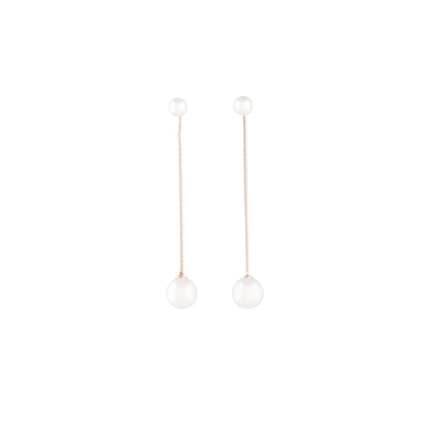 Rose Gold Snake Pearl Drop Earrings