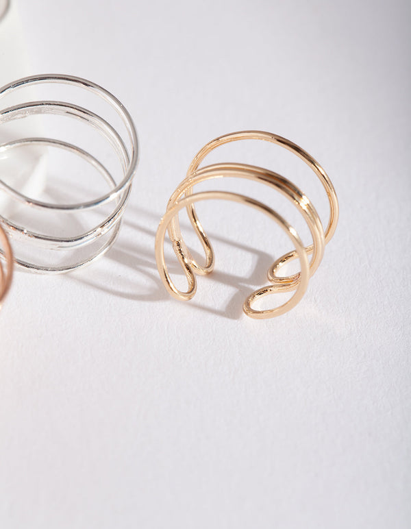 Fine Modern Cuff Toe Ring 3 Pack