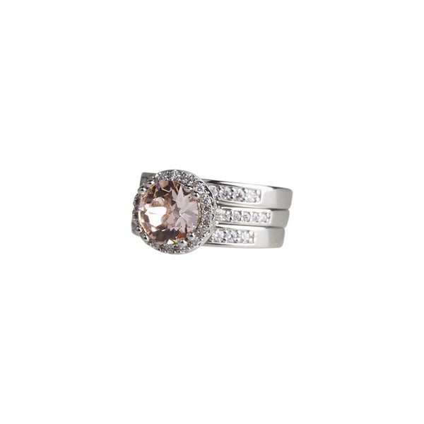 Round 3 Stack Peach Crystal Ring Set