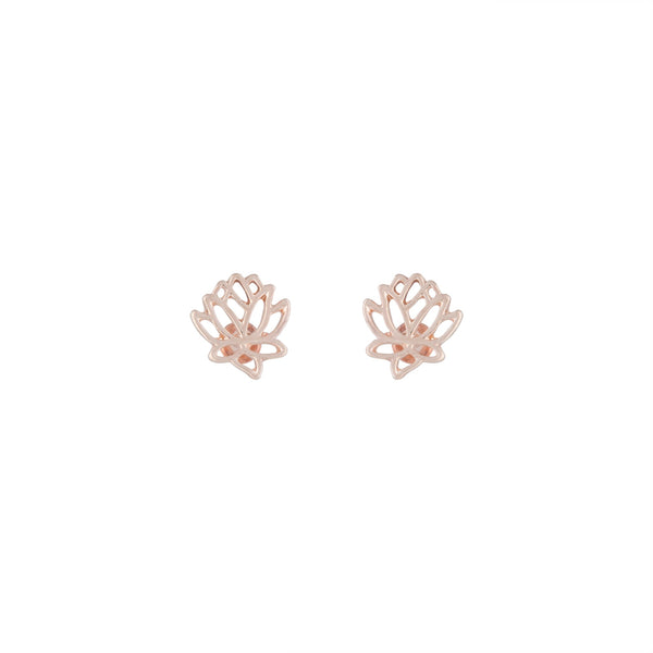 Rose Gold Open Lotus Earrings