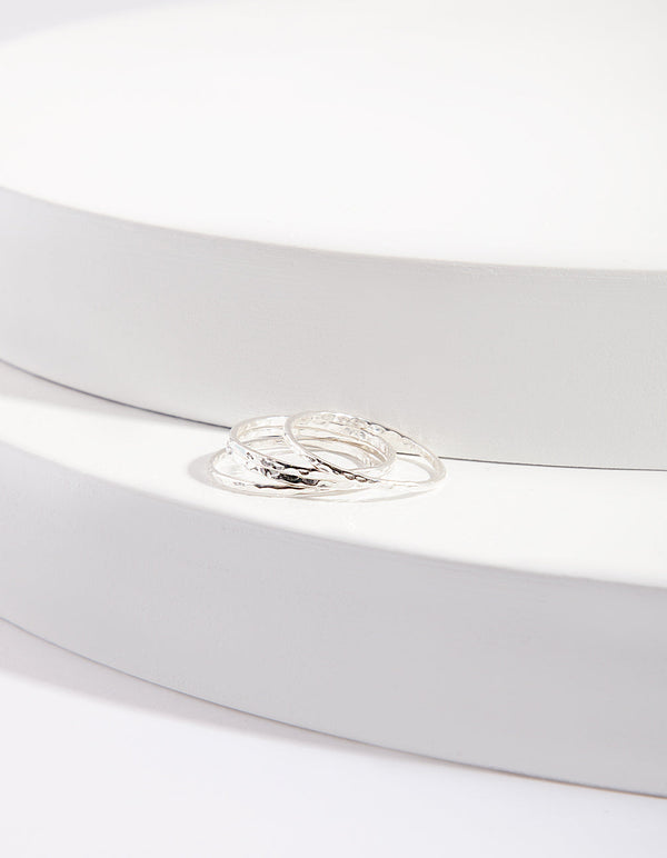 Sterling Silver Diamond Cut Rings