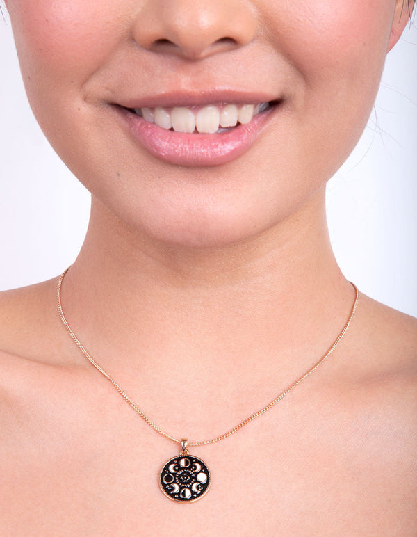 Black Gold Moon Phase Necklace