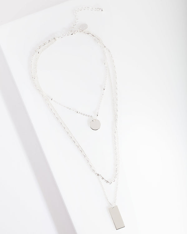 Silver Mixed Chain Choker Necklace