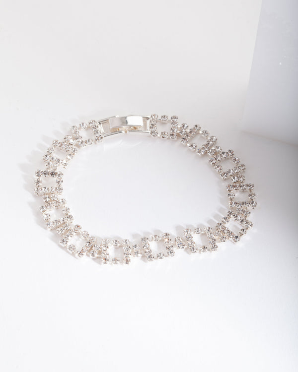 Silver Diamante Square Bracelet