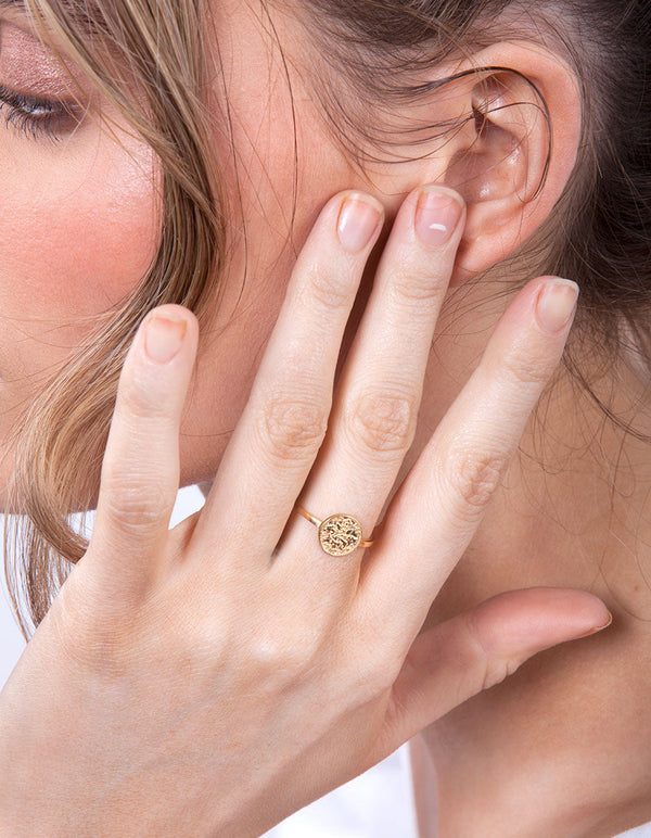 Gold Plated Sterling Silver Coin Ring