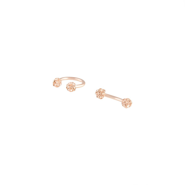 Rose Gold Pave Barbell Horseshoe Earring 2 Pack