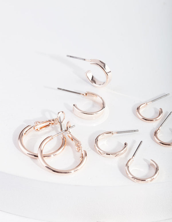 Rose Gold Diamante Sleeper Earring Pack