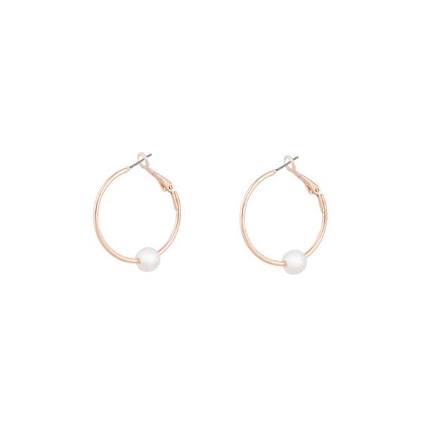 Rose Gold Hoop Pearl Earrings