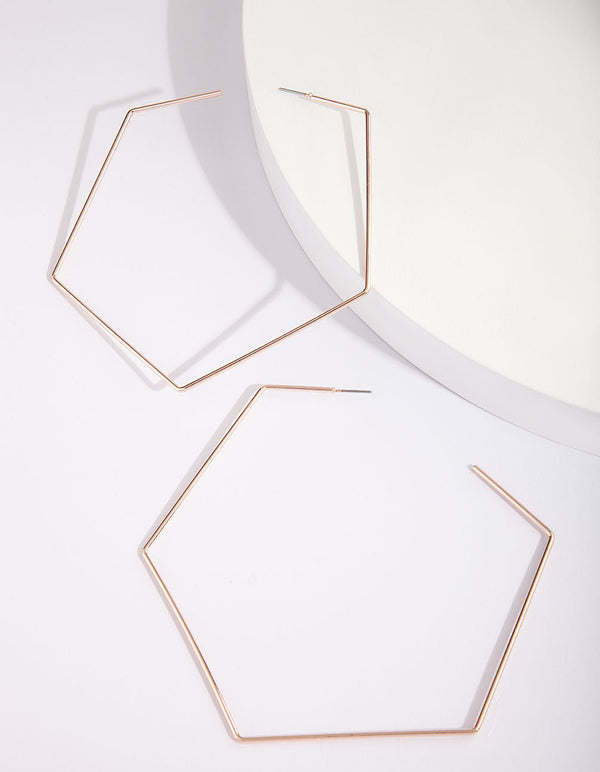 Rose Gold Geometric Oversized Hoop Earrings
