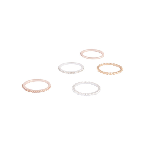 Mixed Metal Fine Diamante Ring 5 Pack