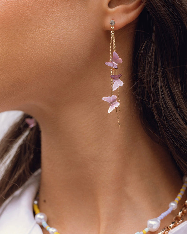 Lilac Butterfly Drop Earrings