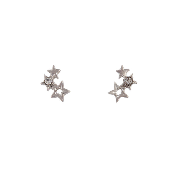 Rhodium Mini Star Cluster Stud Earrings