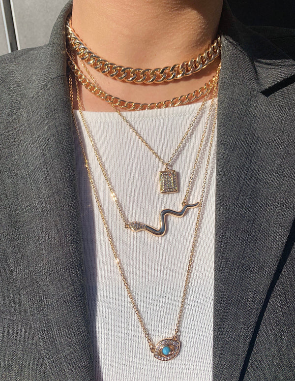 Gold Snake and Eye Multi Necklace