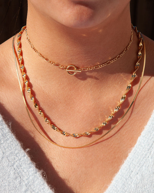 Real Gold Plated Twisted Long Necklace