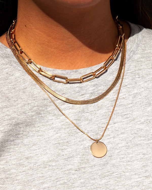 Gold Rectangle Chain Link Necklace