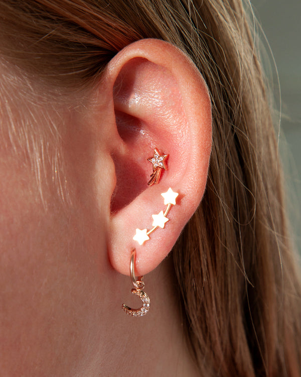 Rose Gold Plated Sterling Silver Star Crawler Earrings