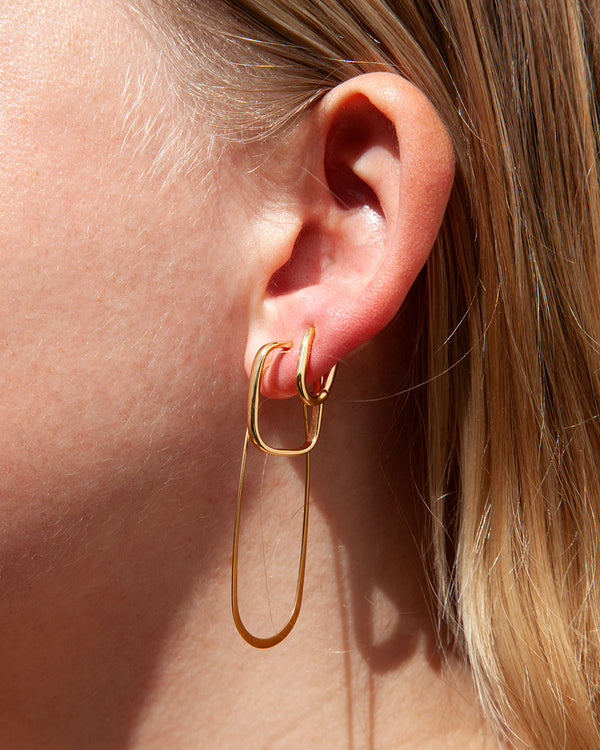 Gold Plated Sterling Silver Square Open Hoop Earrings