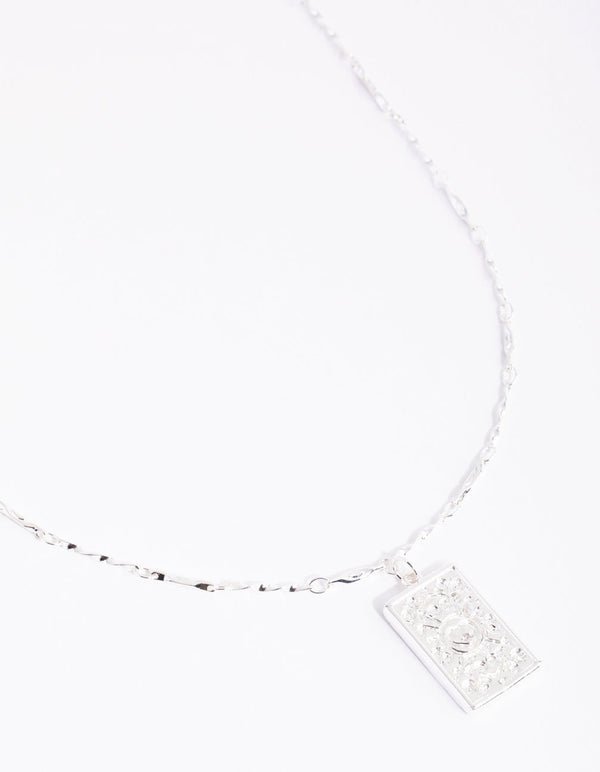 Silver Heart Card Necklace