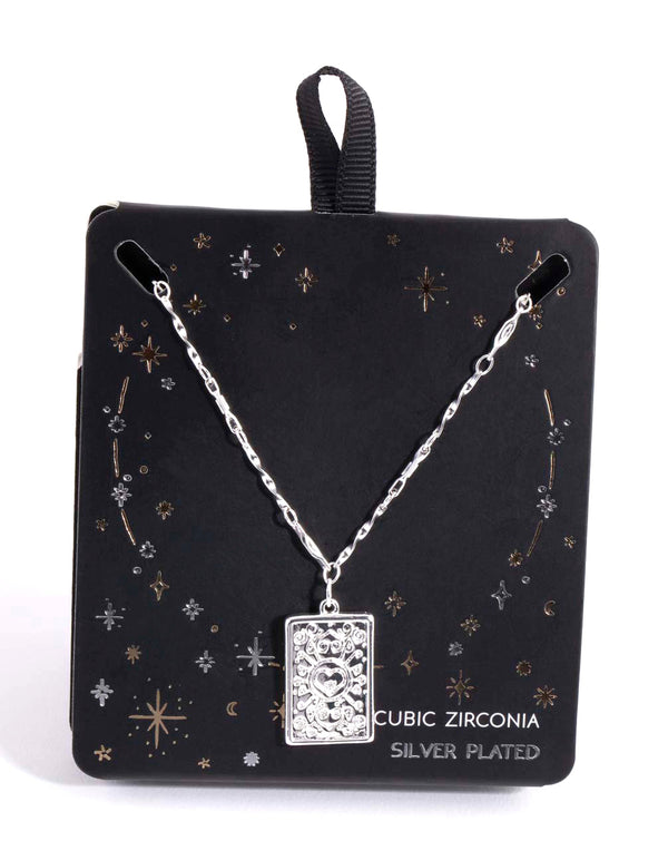 Silver Heart Card Necklace