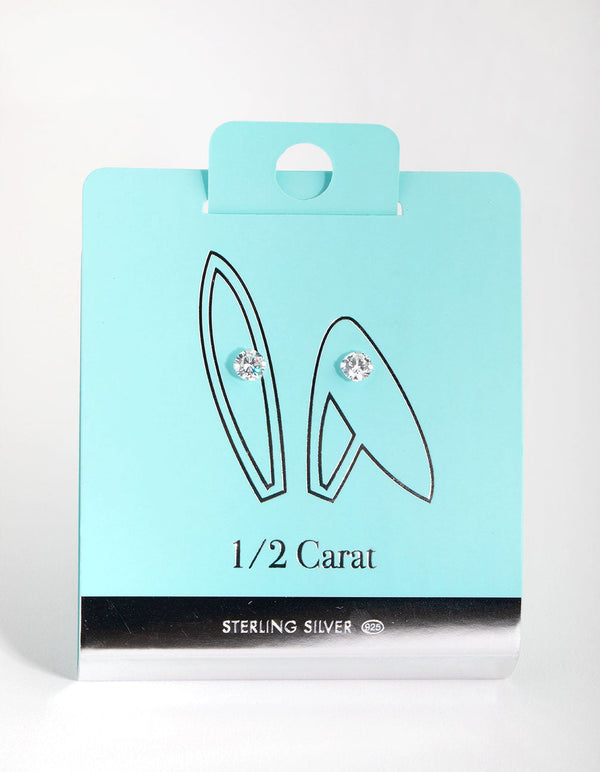 Sterling Silver 0.5ct Cubic Zirconia Stud Earrings