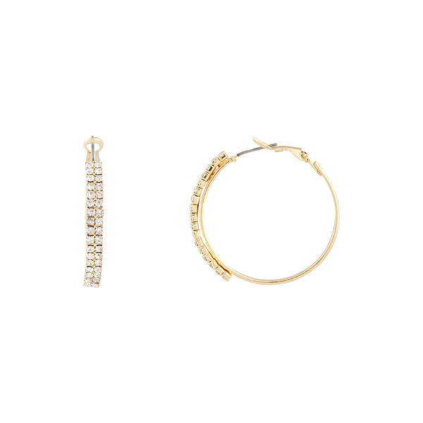 Gold Medium Diamante Hoop Earrings