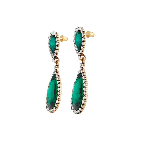 Emerald And Crystal Angelina Earrings