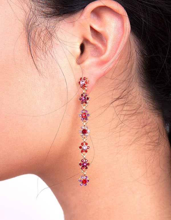 Red Daisy Chain Earrings