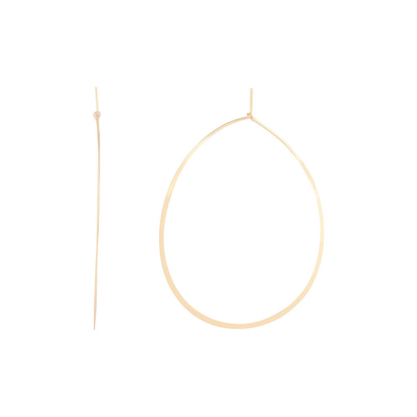 Gold Fine Tear Drop Hoop Earrings