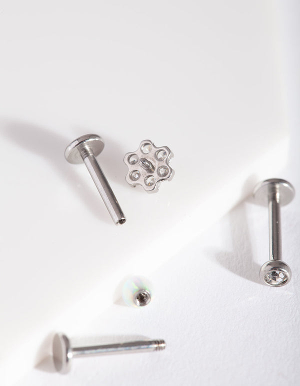 Rhodium Synthetic Opal Flatback 3 Pack