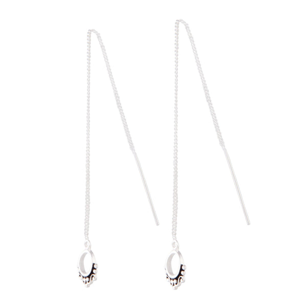 Sterling Silver Etched Thread Through Earrings