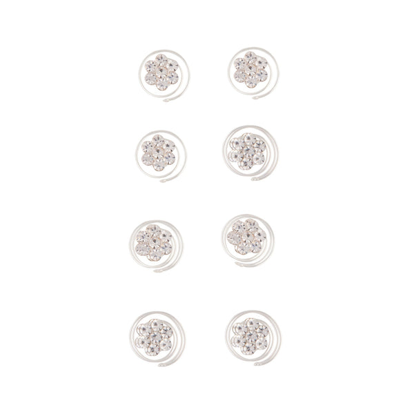 Floral Diamante Hair Jewels 8 Pack