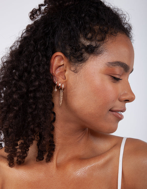 Star and Diamante Huggie Earrings
