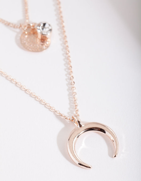 Rose Gold Layer Moon Necklace
