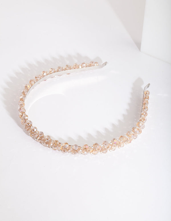 Silver Neutral Glass Bead Headband