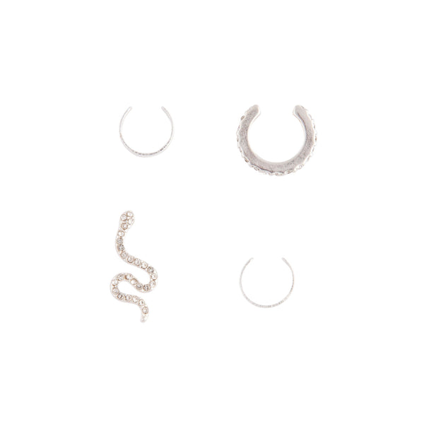 Silver Snake Stud and Cuff Pack