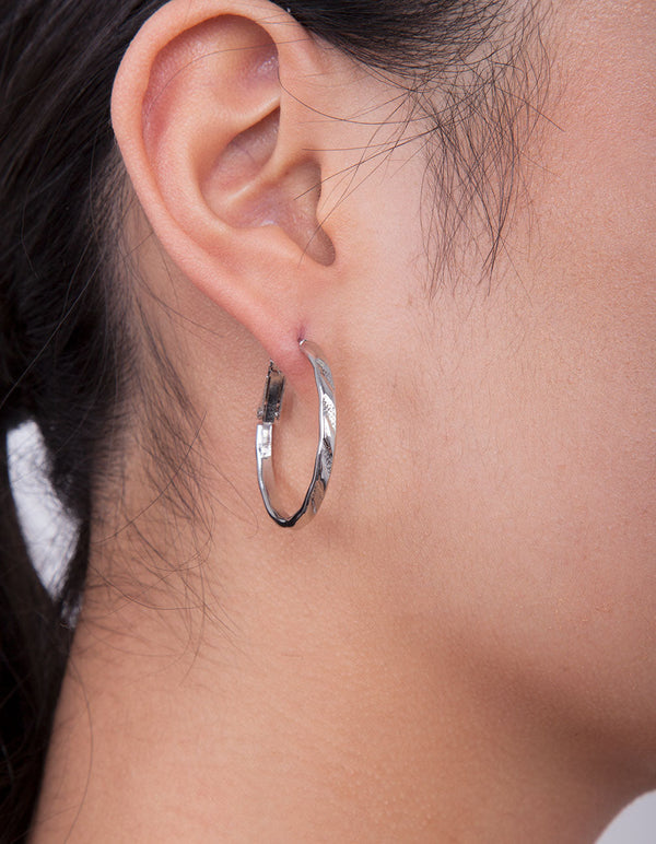 Rhodium Hoop Earring 3 Pack