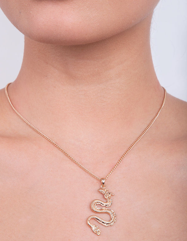 Gold Dragon Earrings Necklace Set