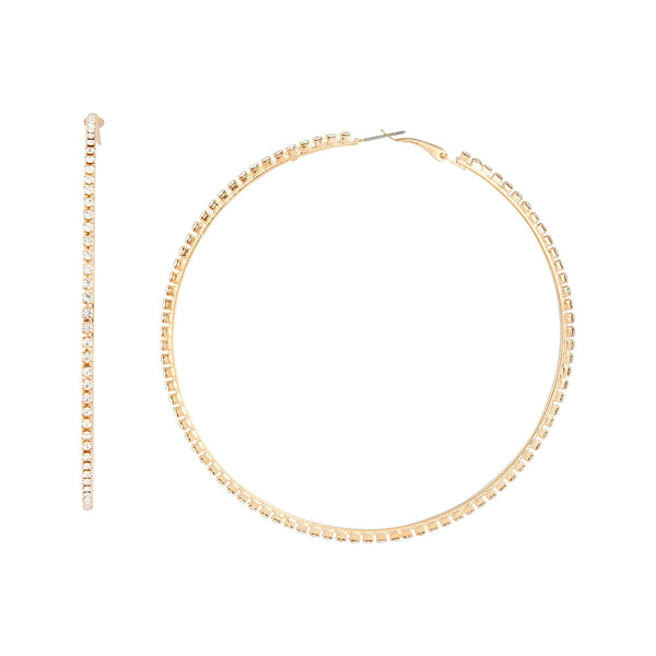 Gold Large Diamante Hoop Earrings