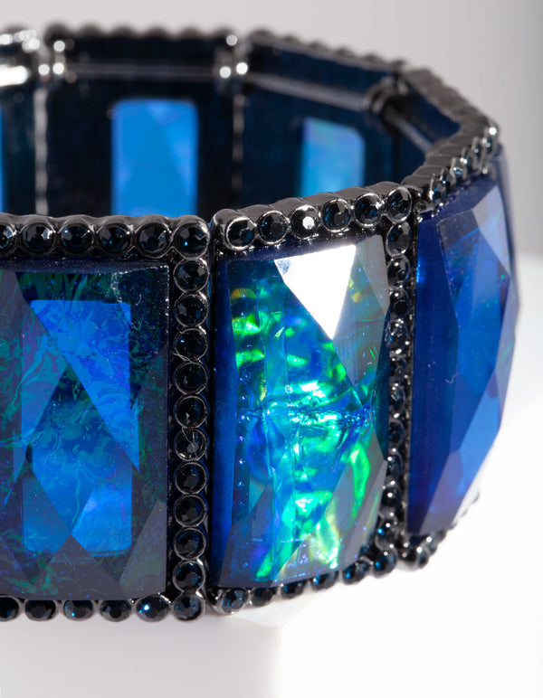 Blue Gunmetal Foil Stone Bracelet