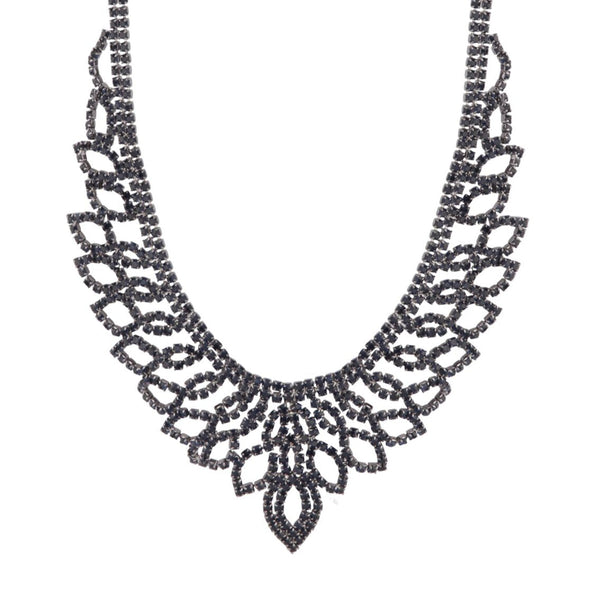Gunmetal Blue Cup Chain Necklace Earrings Set